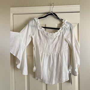 Zara White Off the Shoulder Blouse